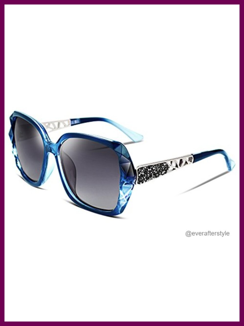 Oversized Square Polarized Sunglasses Sparkling Rhinestone Frame